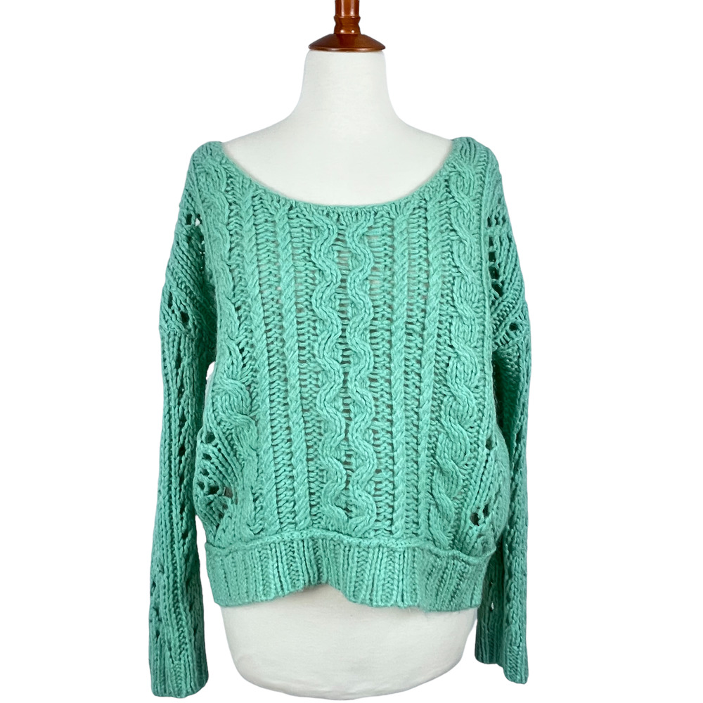 Free People Crochet Knit Wool Mohair Sweater Size Medium